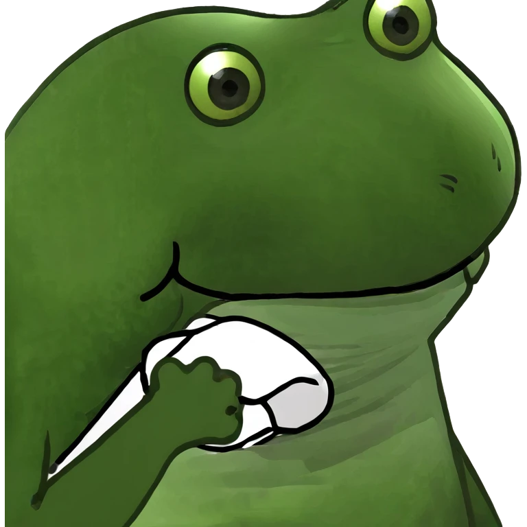 green bufo frog sitting on a lily pad emoji