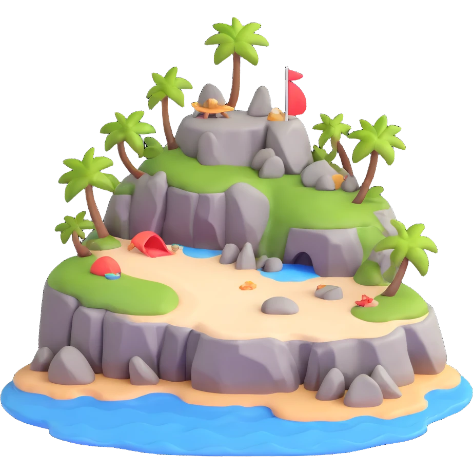 tiny island with beach and rocks emoji