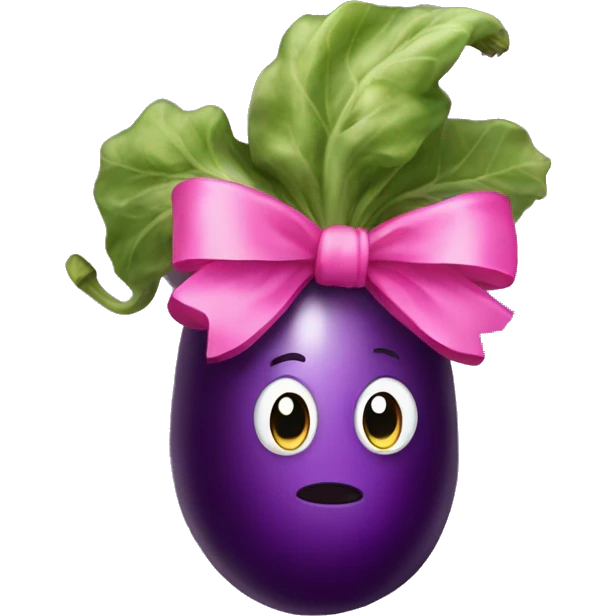 Eggplant with pink bow emoji