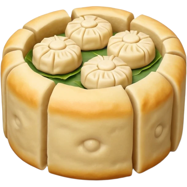siu mai (a type of dim sum, just 1 cube of white color fish patty wrapped by yellow dough, leaving only the top part unwrapped, shape looks like short cylinder shape) emoji