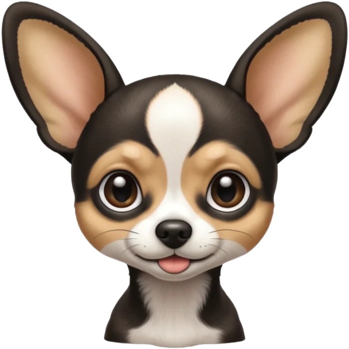 Full White and black Chihuahua - tiny, skinny and big ears emoji
