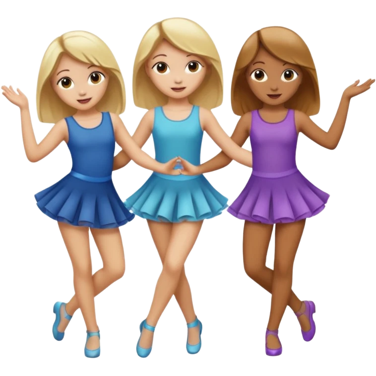 Emoji of 3 Girls dancing ONE with blonde hair, one tan skin with brown  hair ONLY ONE IS BLONDE emoji