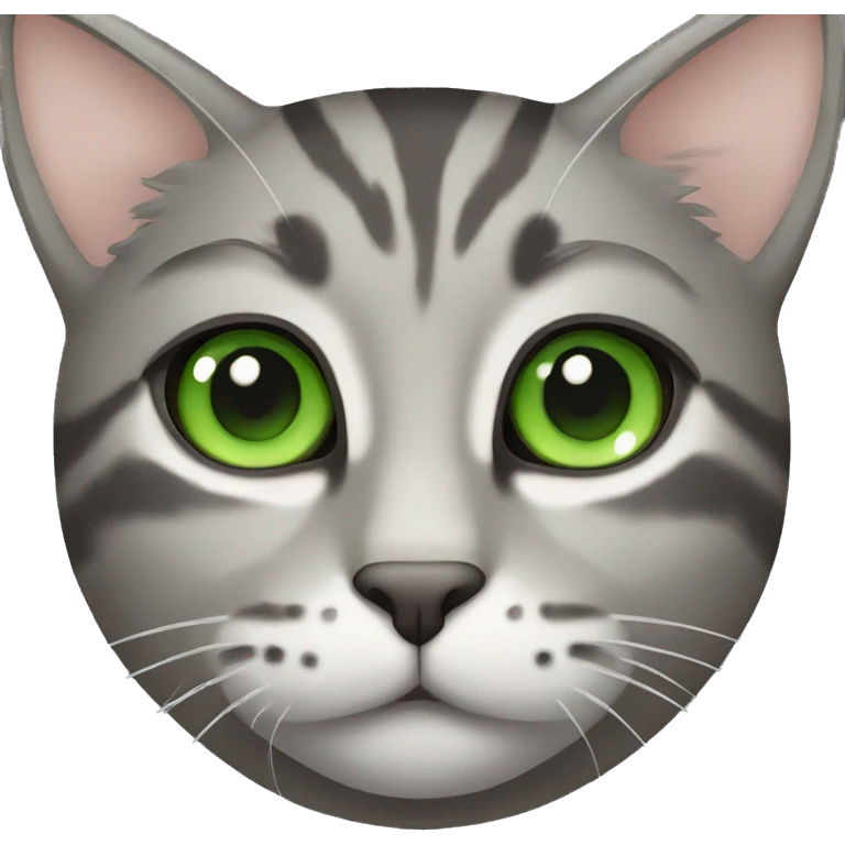 Gray toned tabby cat with green eyes emoji