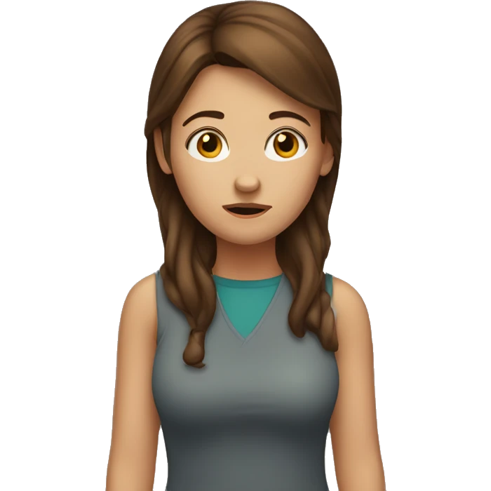 Girl with brown hair who is confused emoji
