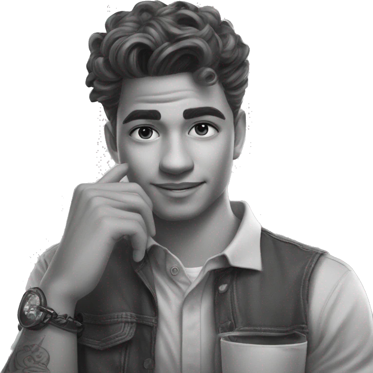 boy with phone taking selfie emoji