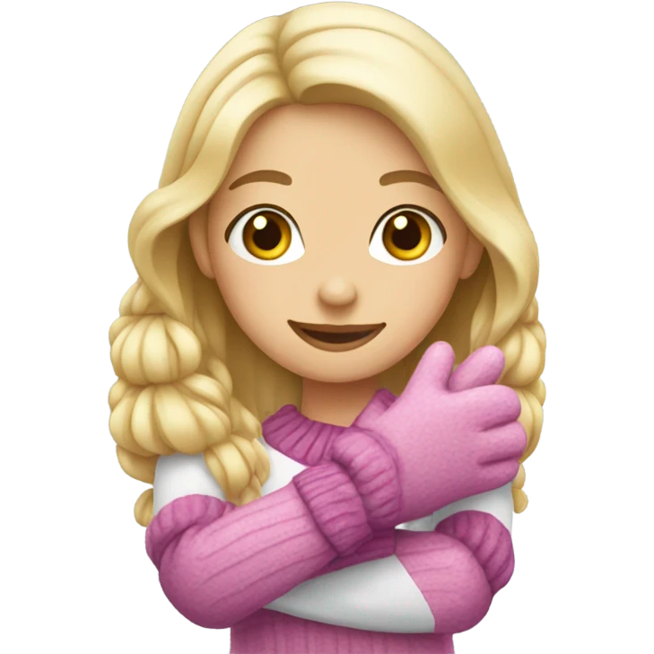 blonde Girl wearing mittens emoji