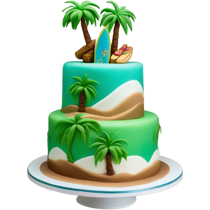 3 year anniversary cake with palm trees emoji