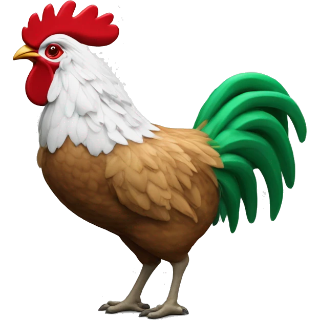 Le coq rouge Ecusson avec maillot blanc et vert de rugby emoji