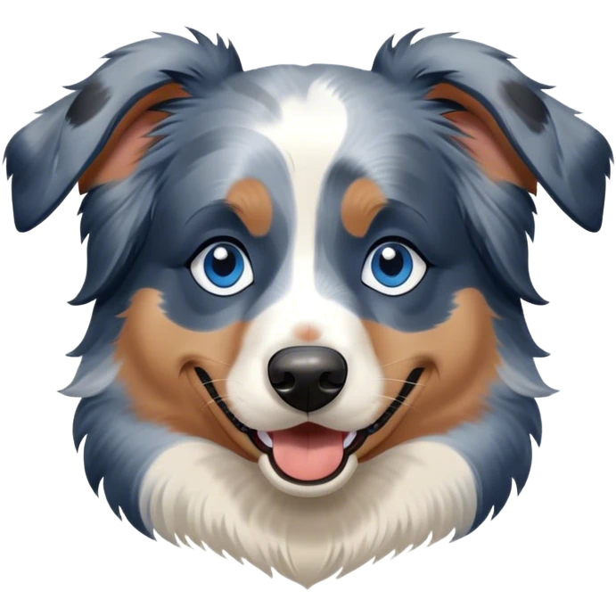 Dark blue merle australian-shepherd blue eyes teen happy playful emoji
