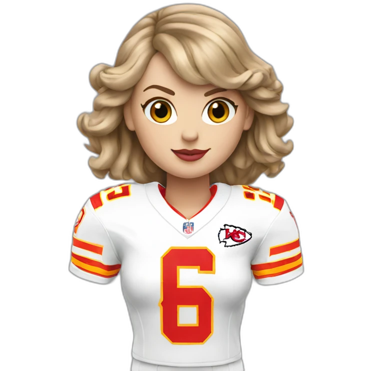 Taylor swift in a chiefs jersey emoji