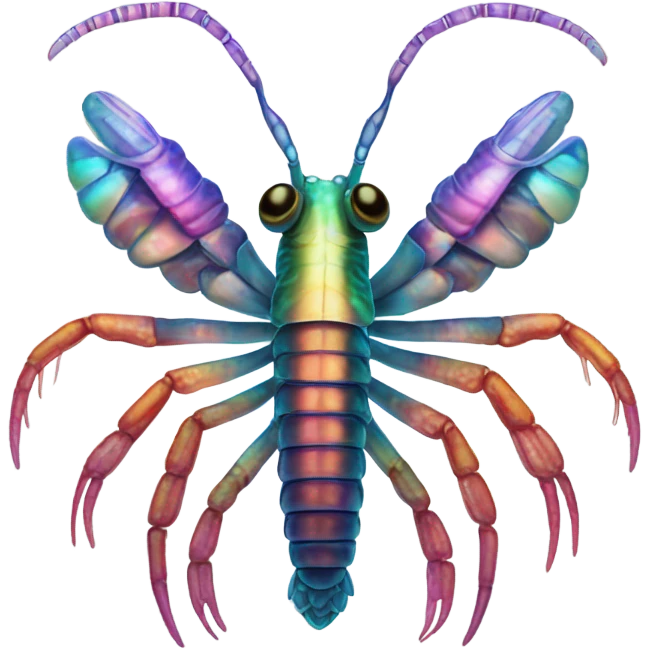 A glowing mantis shrimp with 100 arms emoji