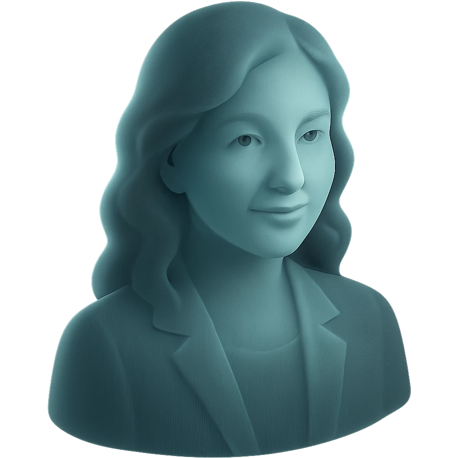 portrait of a compassionate, grounded woman with natural waves, steady and uplifting expression, professional attire emoji