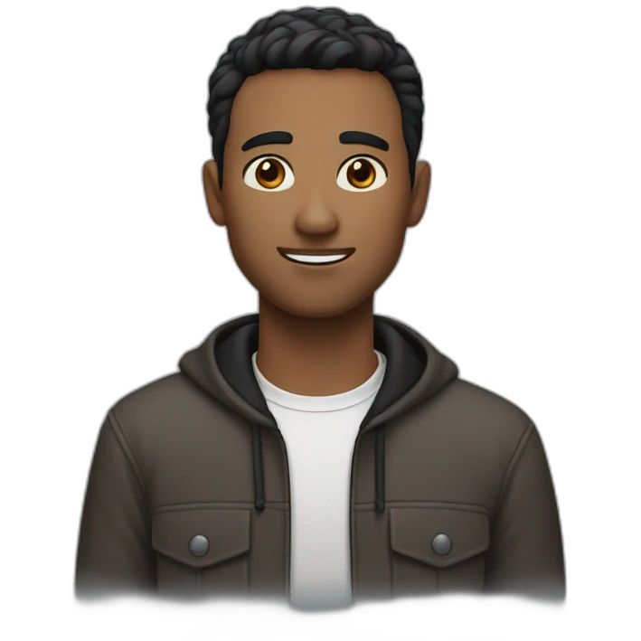 A man wiht brown Eyes and black short hair  emoji