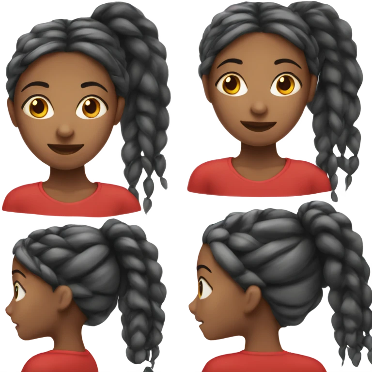 black girl with long braids in red top emoji