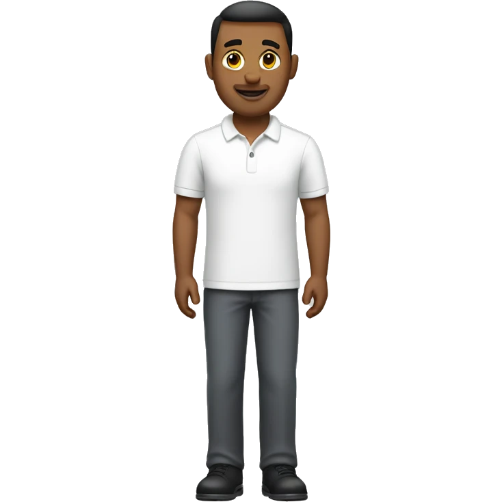 the leader is a man with a short haircut, wearing a white polo shirt. emoji