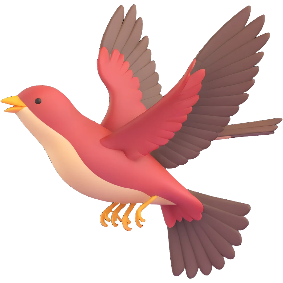 Cetti's warbler bird flying with wings spread emoji