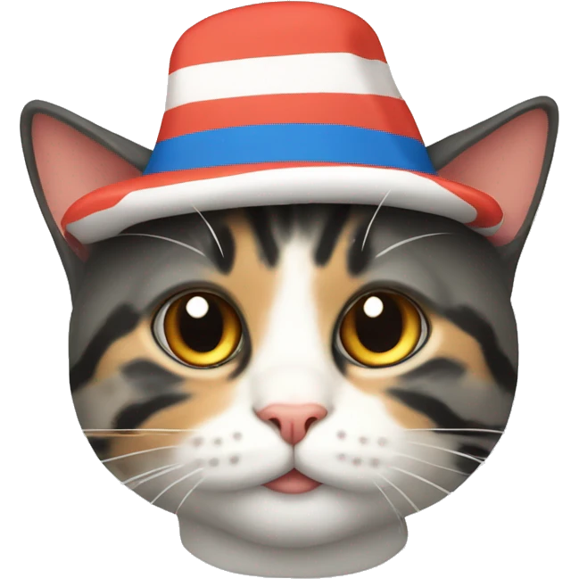 Tricolor cat with fish hat  emoji