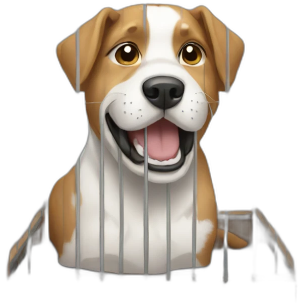 Dog inside of a cage emoji