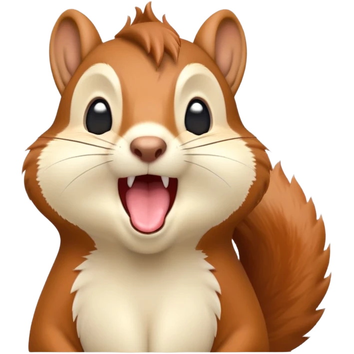 cinematic-cute-yawning squirrel-portrait-emoji,-head-tilted-playfully-and-inquisitively,-featuring-a-fluffy,-vibrant-auburn-fur-with-a-delicate-cream-belly-and-a-bushy-tail,wide-open yawn, revealing a soft grey  -round,-sparkling-eyes-filled-with-curious-mischief, emoji