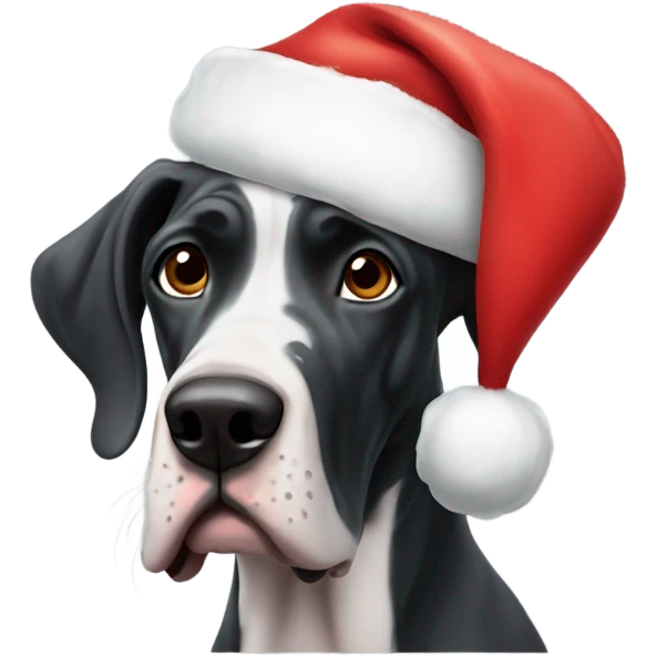 great dane with santa hat emoji