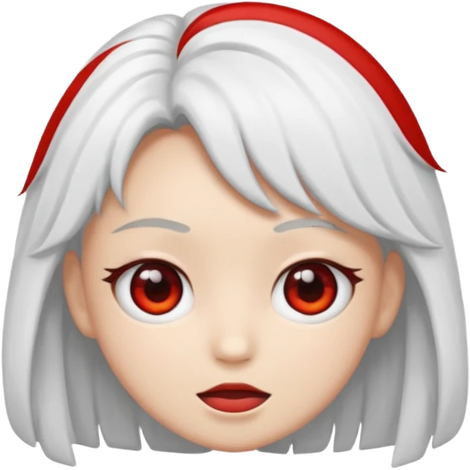 Faca um emoji com cabelo branco de anime e um dos olhos pretos com o meio vermelho emoji