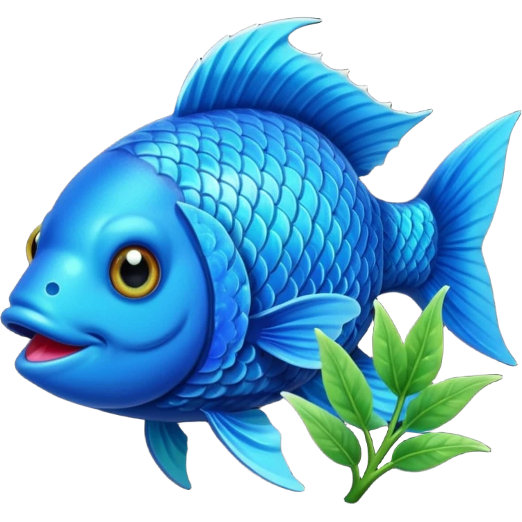 A fish holding a plant with its mouth emoji