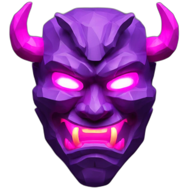ONI MASK magenta color eyes glowing neon japanese style low poly 3d emoji