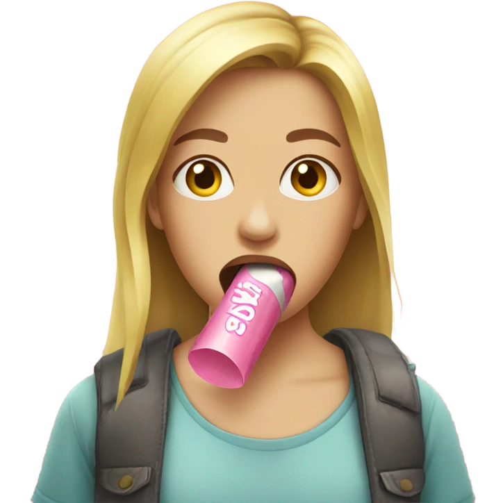 girls chewing a gum emoji