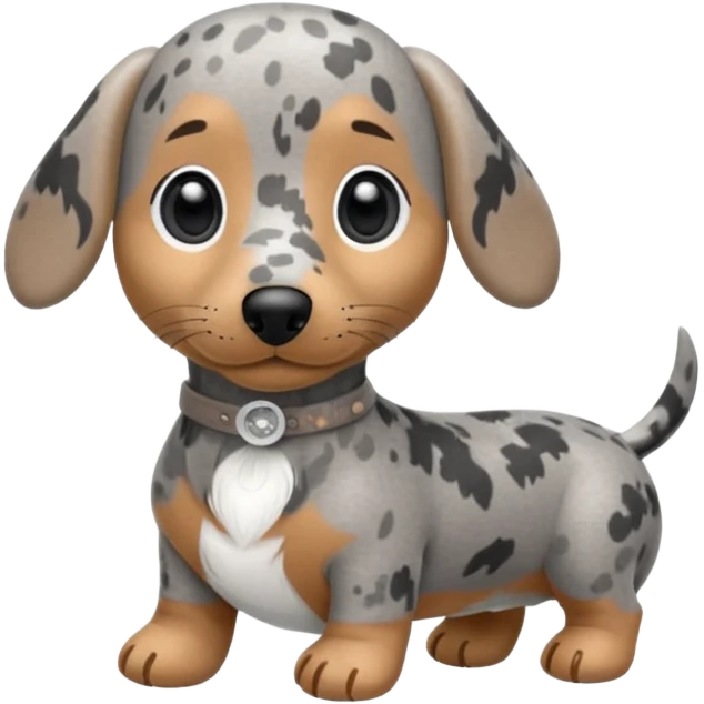 Chibi style Plush gray dappled dachshund  emoji