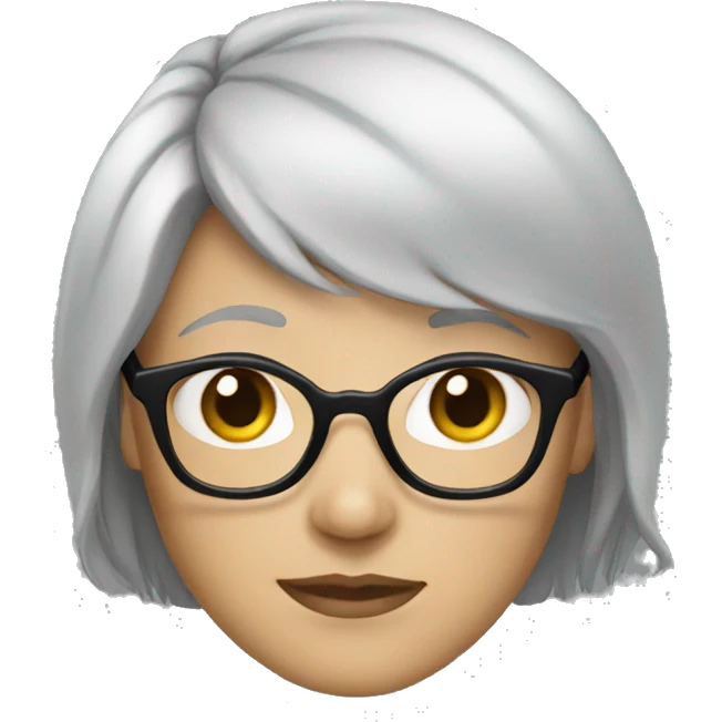 White skin woman gray hair black glasses emoji