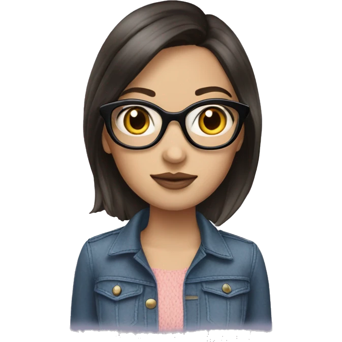 brunette with glasses miu miu emoji