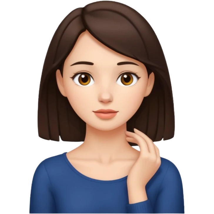 a brunette woman with two hands on her neck emoji