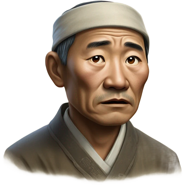 photorealistic sad Chinese peasant 1960s emoji