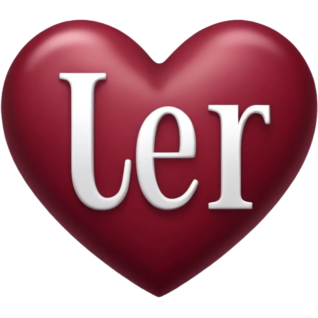 Burgundy heart with the letters Jer in the middle  emoji