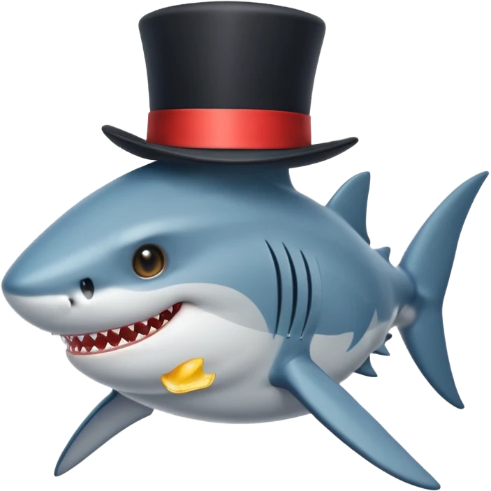 Shark with a top hat emoji