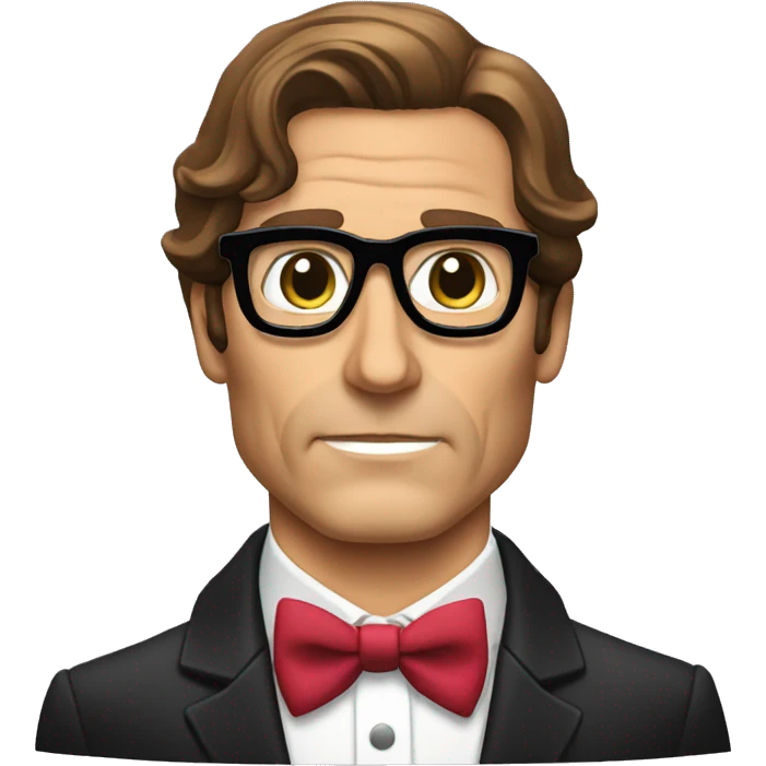 patrick bateman wearing glasses and a bowa bow emoji