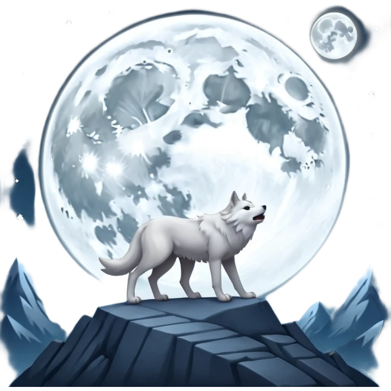 white wolf howling in full moon emoji