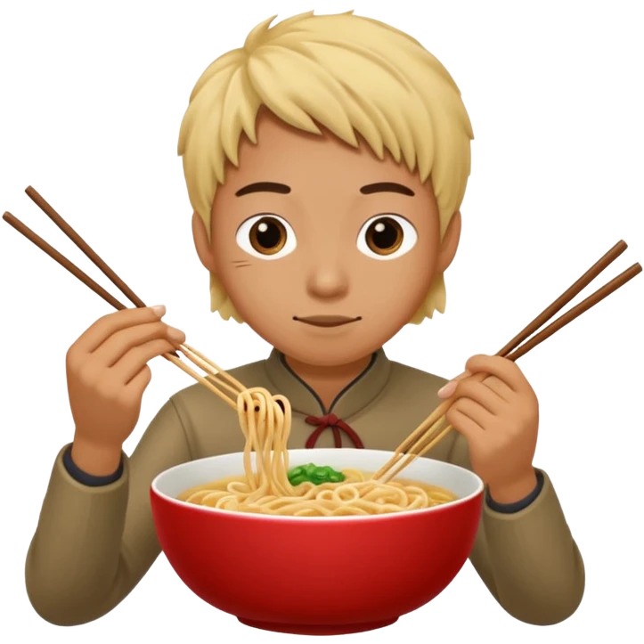 Create a person having noodles dinner. emoji