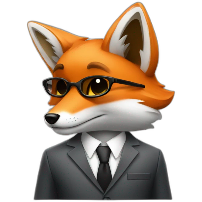 Cool Fox in a suit thinking  emoji
