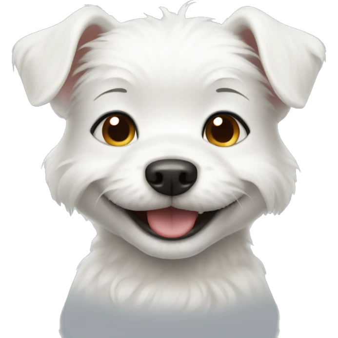 cute small white dog smiling emoji