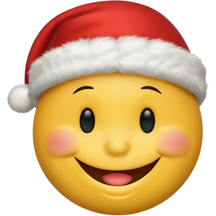 Smiley face smiles with closed eyes in a red Christmas hat emoji