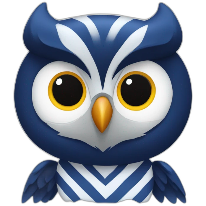 Owl wearing dark blue and white striped shirt emoji