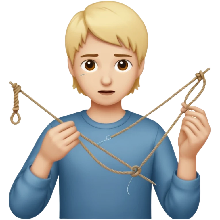 Character pulling a thread from reality, unraveling the scene emoji