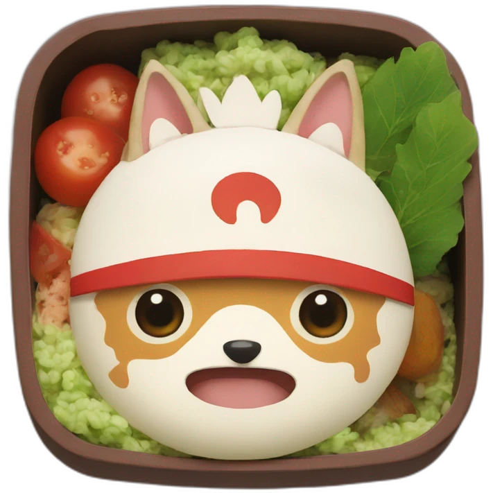 bento box on the theme of mononoke princess emoji