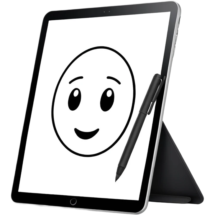 A digital pen drawing layouts on a tablet emoji