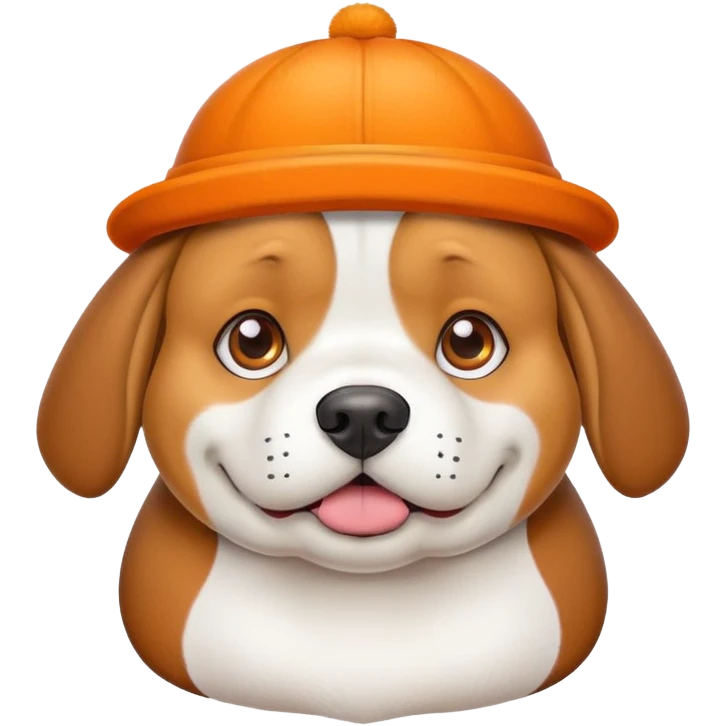 fat beagle dog with an orange hat emoji