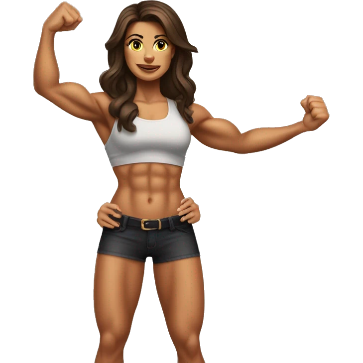 Muscle girl muscular arms tanned brunette  emoji