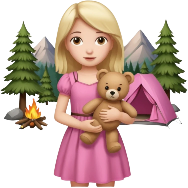 Feminine Teddy bear camping emoji
