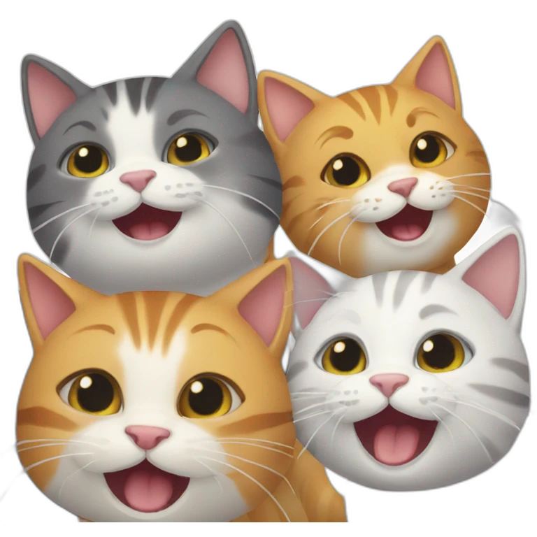 group of happy cats in the party emoji