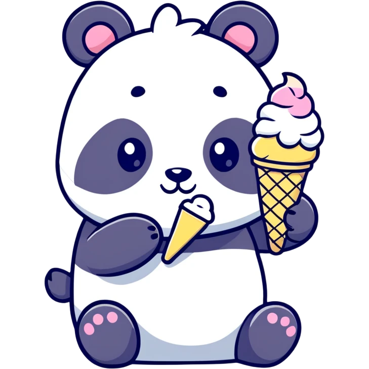 Panda eating ice cream emoji